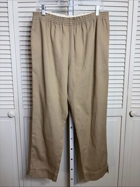 bassike Lagenlook Cropped Elastic-Waist High Rise Pants in Khaki Large